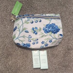 Estee Lauder Blue Floral Cosmetic Bag And 2 Advanced Night Repair Minis